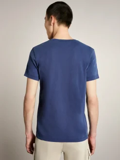 FAY T-Shirt<T-SHIRT JERSEY FROSTED EMBROID POCKET Blu