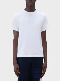 THOM BROWNE T-Shirt<T-SHIRT JERSEY SIDE SLIT TEE Bianco