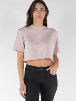 OFF-WHITE T-Shirt<T-SHIRT LAUNDRY CROPPED TEE Rosa