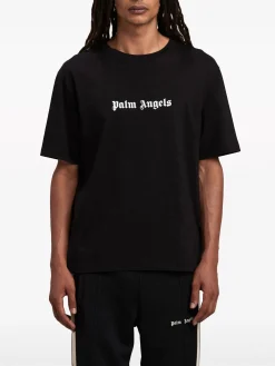 PALM ANGELS T-Shirt<T-SHIRT LOGO Bianco, Nero