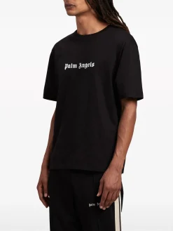 PALM ANGELS T-Shirt<T-SHIRT LOGO Bianco, Nero