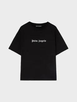 PALM ANGELS T-Shirt<T-SHIRT LOGO Bianco, Nero