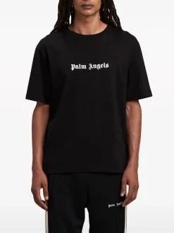 PALM ANGELS T-Shirt<T-SHIRT LOGO Bianco, Nero