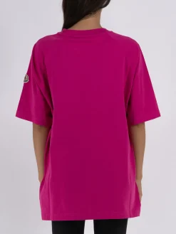 MONCLER T-Shirt<T-SHIRT LOGO CURVO Bianco, Fuxia