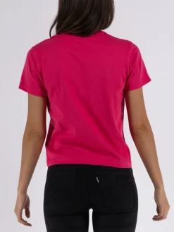 MONCLER T-Shirt<T-SHIRT LOGO EMBROIDERY W STRASS Fuxia