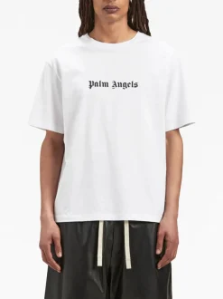 PALM ANGELS T-Shirt<T-SHIRT LOGO SLIM TEE Bianco, Nero