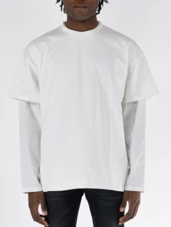 JIL SANDER T-Shirt<T-SHIRT LONGSLEEVE DOUBLELAYER Bianco