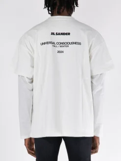 JIL SANDER T-Shirt<T-SHIRT LONGSLEEVE DOUBLELAYER Bianco