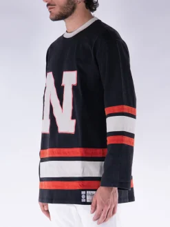 NAHMIAS T-Shirt<T-SHIRT LONGSLEEVE HOCKEY JERSEY Arancione, Bianco, Nero