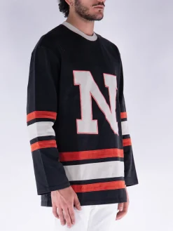 NAHMIAS T-Shirt<T-SHIRT LONGSLEEVE HOCKEY JERSEY Arancione, Bianco, Nero