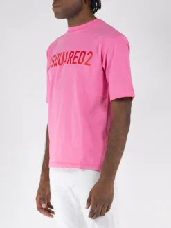 DSQUARED T-Shirt<T-SHIRT LOOSE Rosa, Rosso
