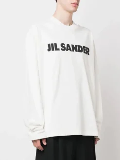 JIL SANDER T-Shirt<T-SHIRT LS Bianco, Nero