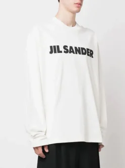 JIL SANDER T-Shirt<T-SHIRT LS Bianco, Nero