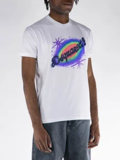 DSQUARED T-Shirt<T-SHIRT MUSCLE Bianco, Viola