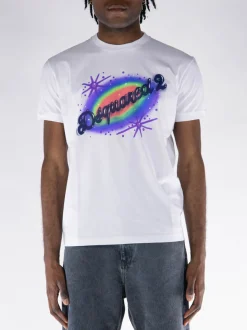 DSQUARED T-Shirt<T-SHIRT MUSCLE Bianco, Viola
