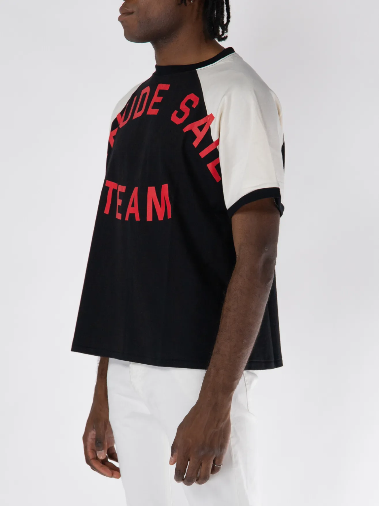 RHUDE T-Shirt<T-SHIRT OIL CORP RAGLAN VINTAGE Beige, Nero, Rosso