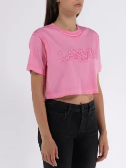 LANVIN T-Shirt<T-SHIRT OVERPRINTED CROPPED Rosa