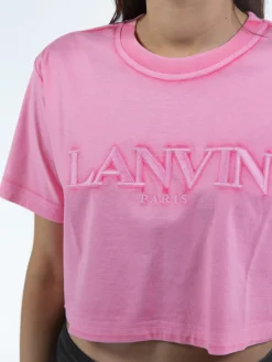 LANVIN T-Shirt<T-SHIRT OVERPRINTED CROPPED Rosa