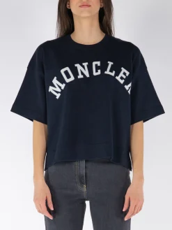 MONCLER T-Shirt<T-SHIRT OVERSIZE CON STAMPA Bianco, Blu