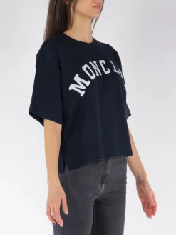 MONCLER T-Shirt<T-SHIRT OVERSIZE CON STAMPA Bianco, Blu