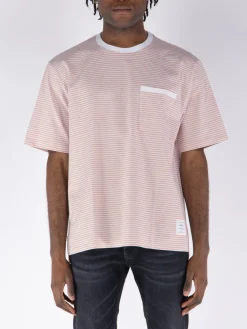 THOM BROWNE T-Shirt<T-SHIRT OVERSIZED SHORT SLEEVE POCKET TEE Arancione, Azzurro, Bianco