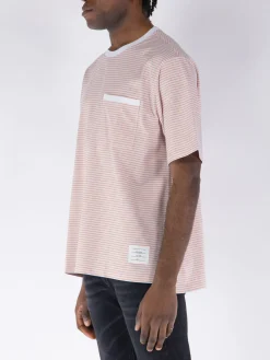 THOM BROWNE T-Shirt<T-SHIRT OVERSIZED SHORT SLEEVE POCKET TEE Arancione, Azzurro, Bianco