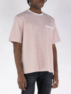 THOM BROWNE T-Shirt<T-SHIRT OVERSIZED SHORT SLEEVE POCKET TEE Arancione, Azzurro, Bianco