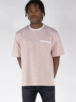 THOM BROWNE T-Shirt<T-SHIRT OVERSIZED SHORT SLEEVE POCKET TEE Arancione, Azzurro, Bianco