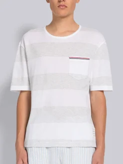 THOM BROWNE T-Shirt<T-SHIRT OVERSIZED SHORT SLEEVE POCKET Grigio
