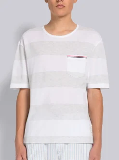 THOM BROWNE T-Shirt<T-SHIRT OVERSIZED SHORT SLEEVE POCKET Grigio