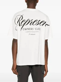 REPRESENT CLOTHING T-Shirt<T-SHIRT OWNERS CLUB SCRIPT Bianco, Nero