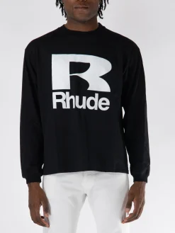 RHUDE T-Shirt<T-SHIRT PETROL LONG SLEEVE Bianco, Nero