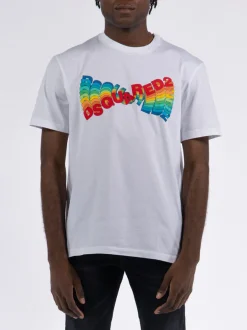 DSQUARED T-Shirt<T-SHIRT REGULAR FIT Arancione, Azzurro, Bianco, Blu, Giallo, Rosso