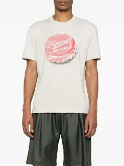 DSQUARED T-Shirt<T-SHIRT REGULAR FIT TEE Beige, Bianco, Rosso