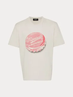 DSQUARED T-Shirt<T-SHIRT REGULAR FIT TEE Beige, Bianco, Rosso