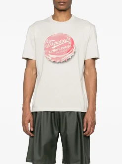 DSQUARED T-Shirt<T-SHIRT REGULAR FIT TEE Beige, Bianco, Rosso