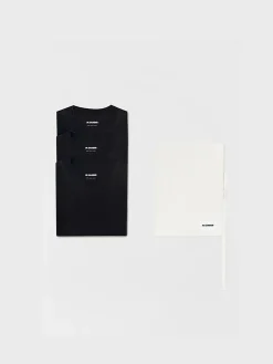 JIL SANDER T-Shirt<T-SHIRT SET 3 PZ Bianco, Nero