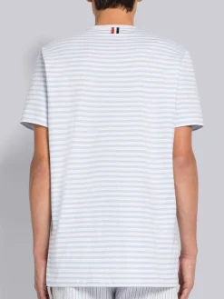 THOM BROWNE T-Shirt<T-SHIRT SHORT SLEEVE POCKET TEE Azzurro, Bianco