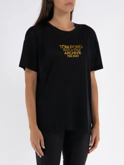 TOM FORD T-Shirt<T-SHIRT SILK JERSEY Grigio, Nero