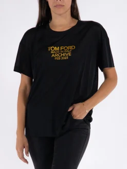 TOM FORD T-Shirt<T-SHIRT SILK JERSEY Grigio, Nero