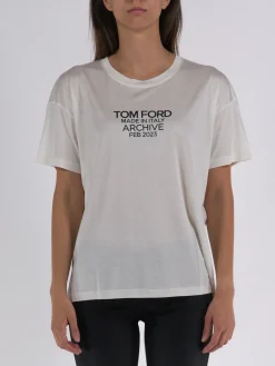 TOM FORD T-Shirt<T-SHIRT SILK JERSEY Bianco, Nero