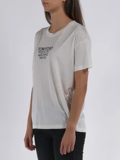 TOM FORD T-Shirt<T-SHIRT SILK JERSEY Bianco, Nero