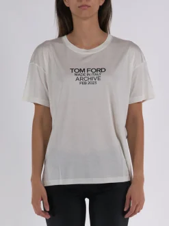TOM FORD T-Shirt<T-SHIRT SILK JERSEY Bianco, Nero