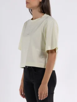 OFF-WHITE T-Shirt<T-SHIRT SMALL ARROW PEARLS CROP Bianco
