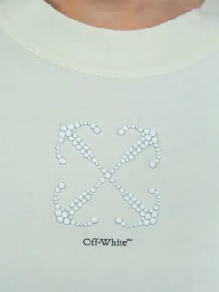 OFF-WHITE T-Shirt<T-SHIRT SMALL ARROW PEARLS CROP Bianco