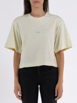 OFF-WHITE T-Shirt<T-SHIRT SMALL ARROW PEARLS CROP Bianco