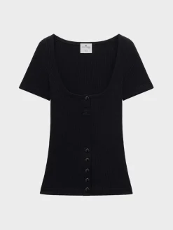 COURREGES T-Shirt<T-SHIRT SNAPS 90'S RIB Nero