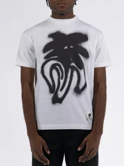 PALM ANGELS T-Shirt<T-SHIRT SPRAY "JIMMY" CLASSIC TEE Bianco, Nero