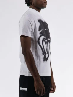 PALM ANGELS T-Shirt<T-SHIRT SPRAY "JIMMY" CLASSIC TEE Bianco, Nero
