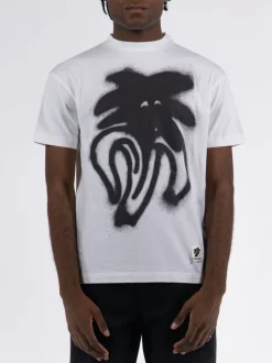 PALM ANGELS T-Shirt<T-SHIRT SPRAY "JIMMY" CLASSIC TEE Bianco, Nero